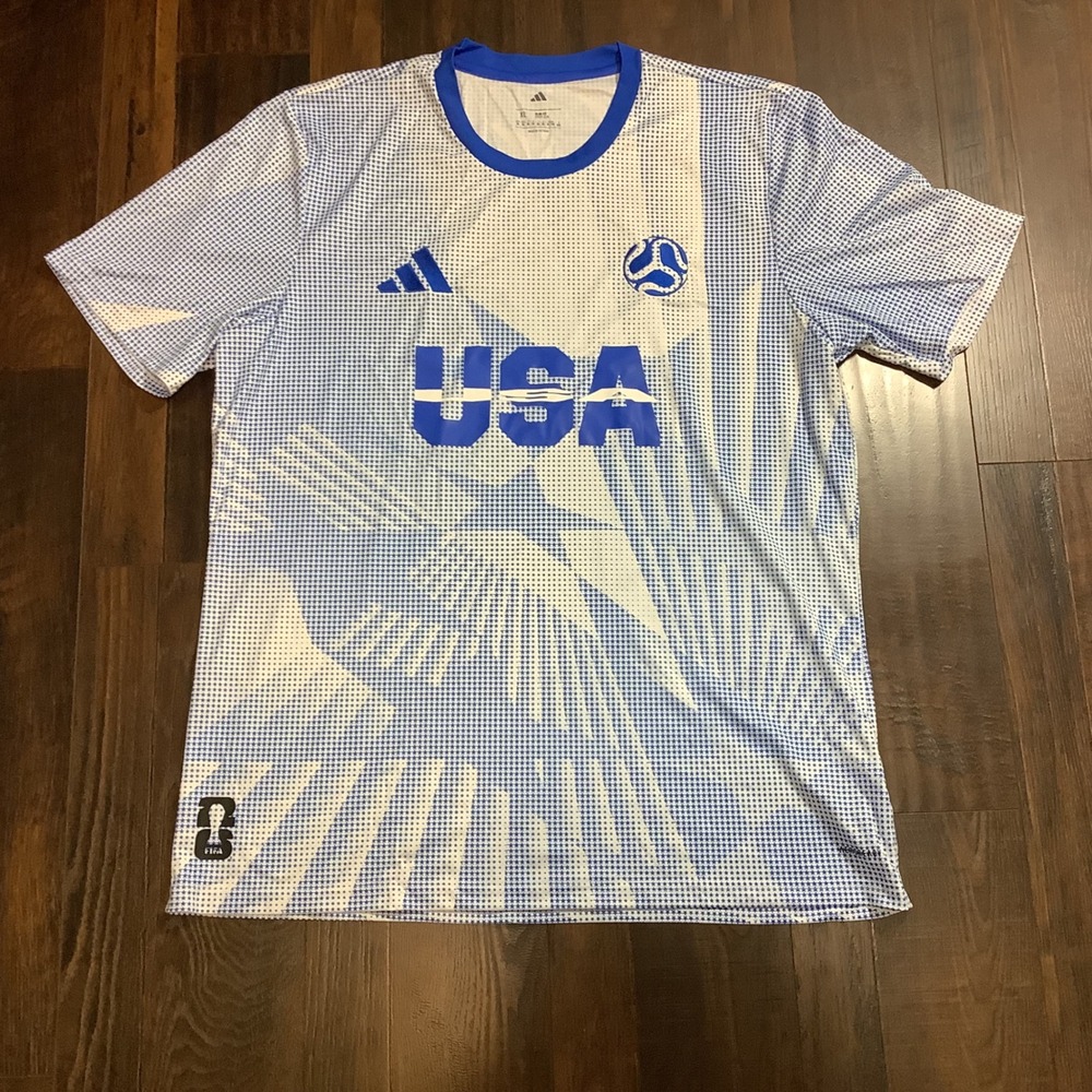 Adidas USA Soccer Training Jersey Mens XL Blue White Star FIFA World Cup